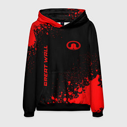 Толстовка-худи мужская Great Wall - red gradient вертикально, цвет: 3D-черный