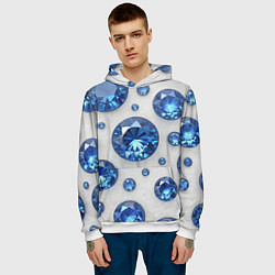Толстовка-худи мужская Россыпь сапфиров, цвет: 3D-белый — фото 2