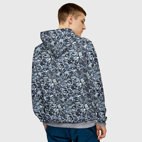 Мужская толстовка Серо-голубой мелкий камень текстура / 3D-Меланж – фото 4