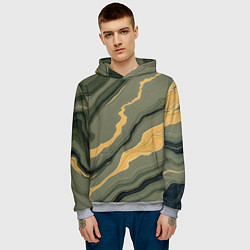 Толстовка-худи мужская Оливковый мрамор, цвет: 3D-меланж — фото 2
