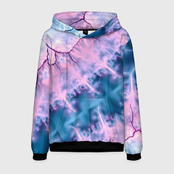 Толстовка-худи мужская Вода и розовая абстракция, цвет: 3D-черный