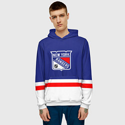 Толстовка-худи мужская Нью Йорк Рейнджерс хоккей, цвет: 3D-белый — фото 2