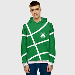 Толстовка-худи мужская Boston Celtics green, цвет: 3D-белый — фото 2