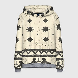 Толстовка-худи мужская Африканские примитивные узоры, цвет: 3D-меланж