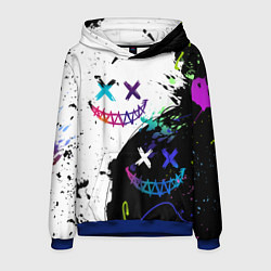 Толстовка-худи мужская Неоновые брызги - жуткие улыбки, цвет: 3D-синий