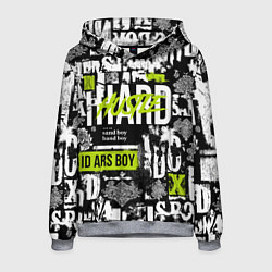 Толстовка-худи мужская Паттерн с надписями хасл, цвет: 3D-меланж