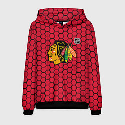 Толстовка-худи мужская Чикаго Блэкхокс - красные соты, цвет: 3D-черный