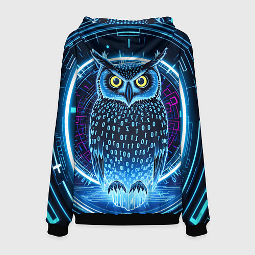 Мужская толстовка Виртуальный филин / 3D-Черный – фото 2