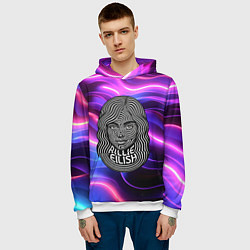 Толстовка-худи мужская Портрет Билли Айлиш из линий, цвет: 3D-белый — фото 2