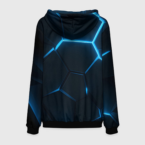 Мужская толстовка Черные плиты с синим светом / 3D-Черный – фото 2