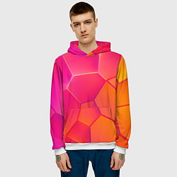 Толстовка-худи мужская Розово-оранжевые плиты, цвет: 3D-белый — фото 2