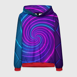 Толстовка-худи мужская Сине-фиолетовая спираль, цвет: 3D-красный