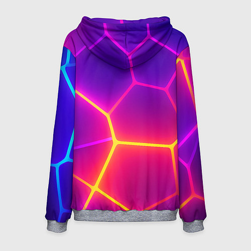 Мужская толстовка Синие плиты с фиолетовым свечением / 3D-Меланж – фото 2