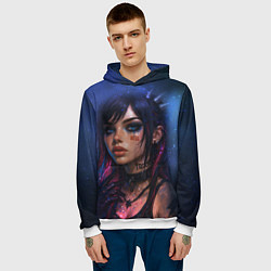 Толстовка-худи мужская Девушка неформалка cosmic hell goth, цвет: 3D-белый — фото 2