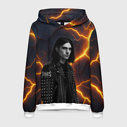 Толстовка-худи мужская Bones рок звезда, цвет: 3D-белый