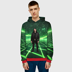 Толстовка-худи мужская Bones в зеленом полигоне, цвет: 3D-красный — фото 2