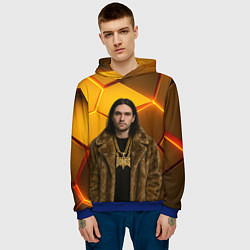 Толстовка-худи мужская Bones с цепью в шубе, цвет: 3D-синий — фото 2