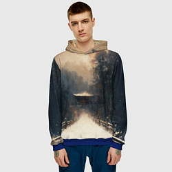 Толстовка-худи мужская Дорога к Японскому храму, цвет: 3D-синий — фото 2