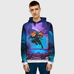 Толстовка-худи мужская Лис ниндзя в прыжке, цвет: 3D-белый — фото 2