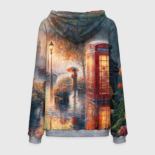 Мужская толстовка Красная телефонная будка на набережной / 3D-Меланж – фото 2