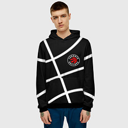 Толстовка-худи мужская Торонто Рэпторс - текстура мяча, цвет: 3D-черный — фото 2