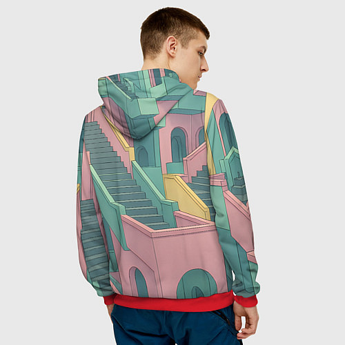 Мужская толстовка Игра в кальмара - страж в аниме стиле / 3D-Красный – фото 4