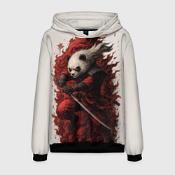Толстовка-худи мужская Демоническая панда самурай - нейроарт, цвет: 3D-черный