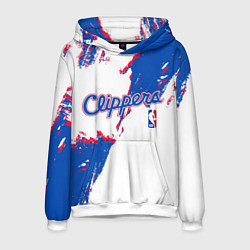 Толстовка-худи мужская Клипперс - разлитая краска, цвет: 3D-белый
