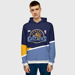 Толстовка-худи мужская Мемфис Гриззлис - линии, цвет: 3D-белый — фото 2
