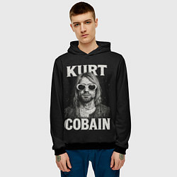 Толстовка-худи мужская Курт Кобейн - гранж-арт, цвет: 3D-черный — фото 2