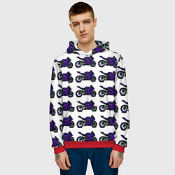 Толстовка-худи мужская Motorcycle purple gloss, цвет: 3D-красный — фото 2