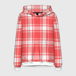 Толстовка-худи мужская Checked red white, цвет: 3D-белый