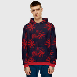 Толстовка-худи мужская Palm black red, цвет: 3D-красный — фото 2