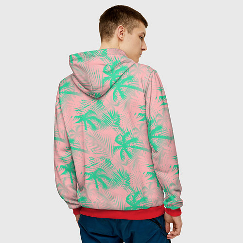 Мужская толстовка Palm turquoise pink / 3D-Красный – фото 4