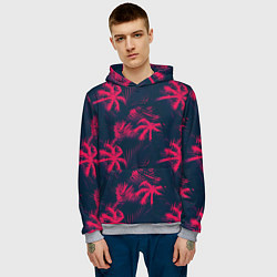 Толстовка-худи мужская Palm pink black, цвет: 3D-меланж — фото 2