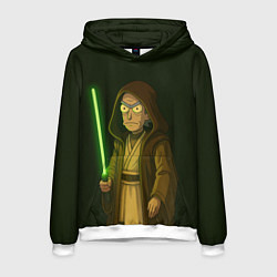 Толстовка-худи мужская Рик - магистр-джедай, цвет: 3D-белый