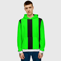 Толстовка-худи мужская Color green black line, цвет: 3D-белый — фото 2
