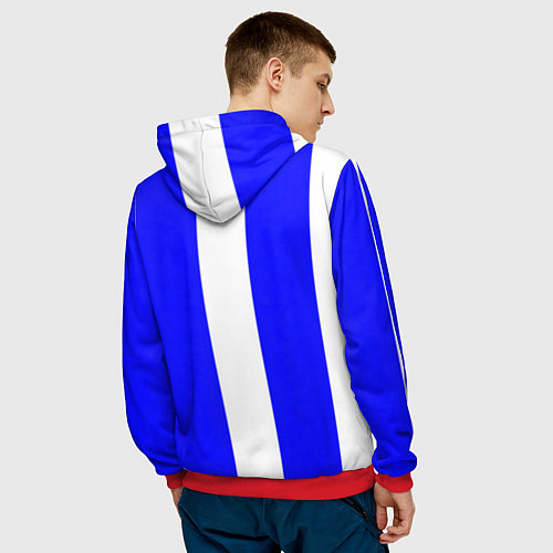 Мужская толстовка Color white blue line / 3D-Красный – фото 4