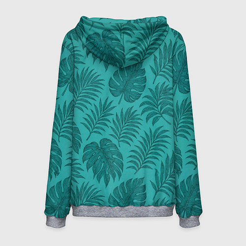 Мужская толстовка Тропические листья - паттерн / 3D-Меланж – фото 2