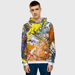 Толстовка-худи мужская Живая Абстракция: Поток Цветов и Форм в Постоянном, цвет: 3D-белый — фото 2