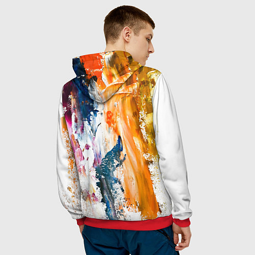 Мужская толстовка Разноцветные мазки кисти на палитре художника / 3D-Красный – фото 4