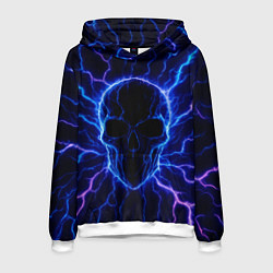 Толстовка-худи мужская Электрический череп, цвет: 3D-белый