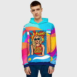 Толстовка-худи мужская Леди Гага в стиле комиксов, цвет: 3D-синий — фото 2