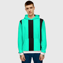Толстовка-худи мужская Color light blue white line, цвет: 3D-белый — фото 2