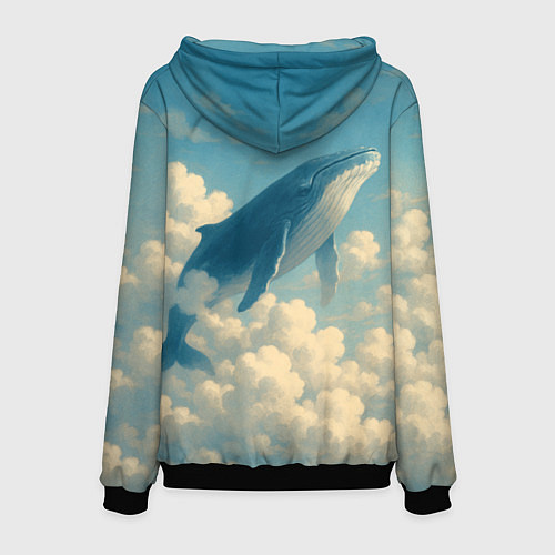 Мужская толстовка Кит в облаках / 3D-Черный – фото 2