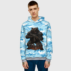 Толстовка-худи мужская ВМФ злой медведь с автоматом, цвет: 3D-меланж — фото 2