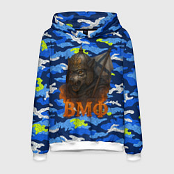 Толстовка-худи мужская ВМФ злой медведь в шлеме, цвет: 3D-белый