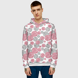 Толстовка-худи мужская Крупный красный серый горох с леопардовой текстуро, цвет: 3D-белый — фото 2