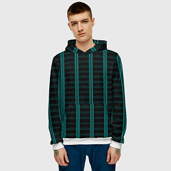 Толстовка-худи мужская Color blue dark stripe, цвет: 3D-белый — фото 2