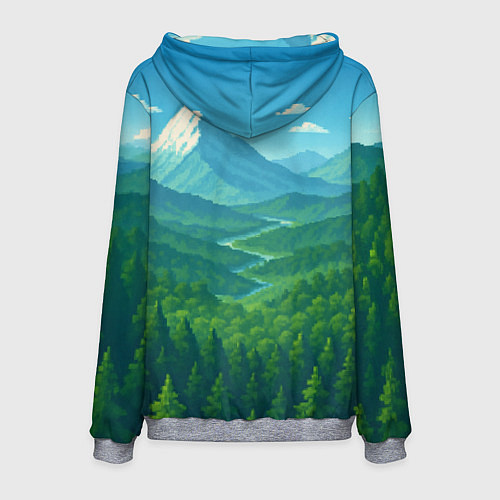 Мужская толстовка Горный пейзаж - пиксель арт / 3D-Меланж – фото 2